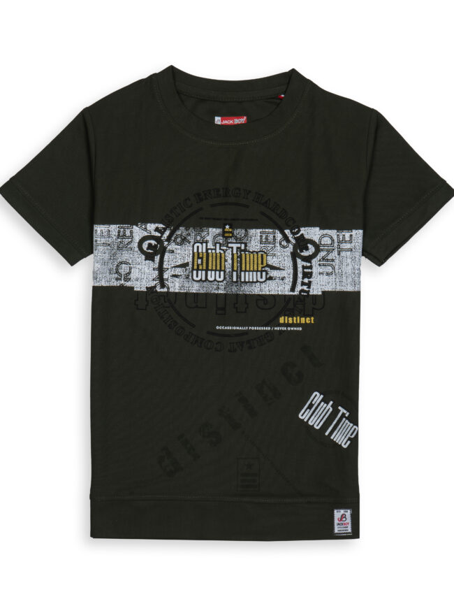 Kids Printed Round Neck T-Shirt (Green)