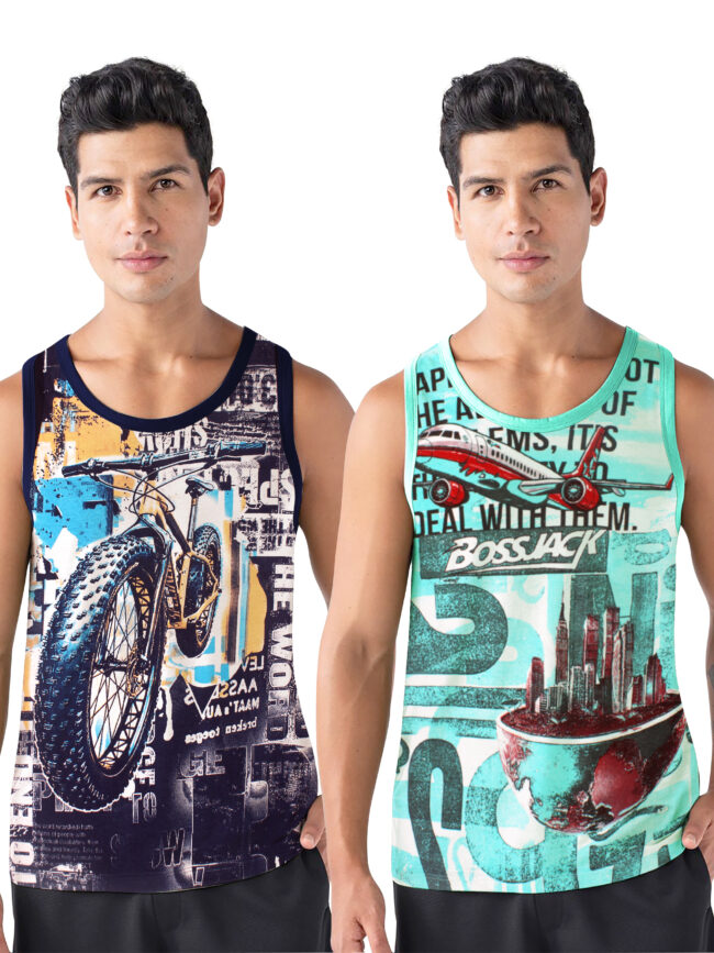 Men's Sleeveless Vest 2pcs Combo (CYCLE+AEROPLAN)