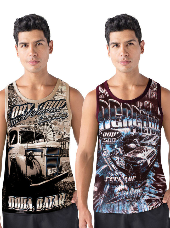 Men's Sleeveless Vest 2pcs Combo (TRUCK+REACTOR FACTON)