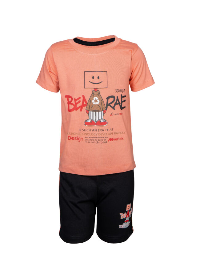 Kids T-Shirt (Coral & Black)