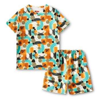 Boys & Girls Casual T-shirt Shorts (Blue & Orange)