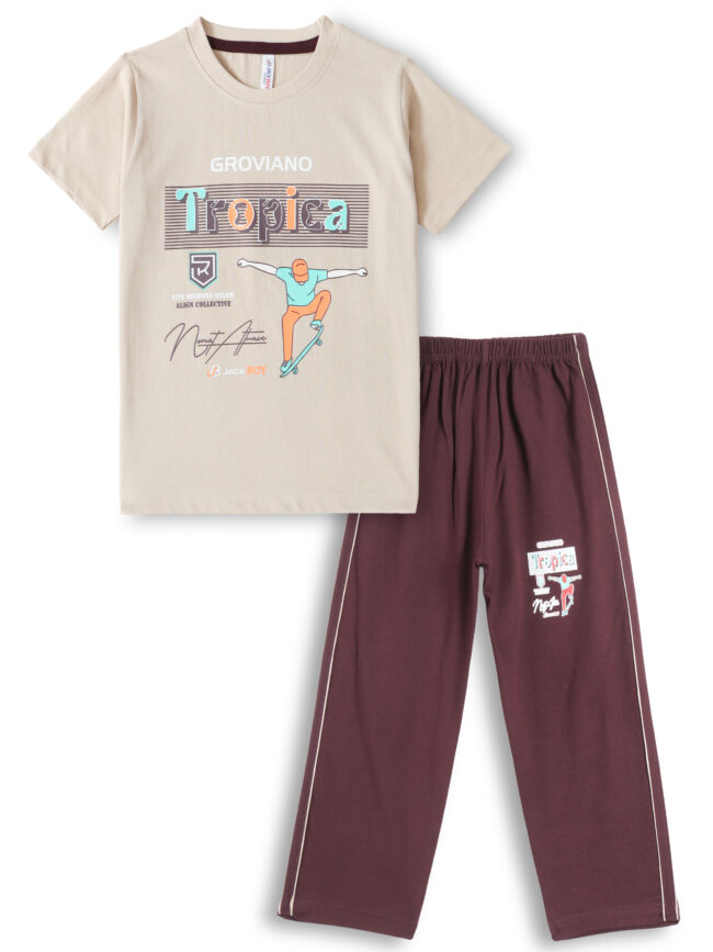 Kids T-Shirt (Beige+Brown)